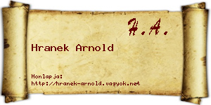 Hranek Arnold névjegykártya